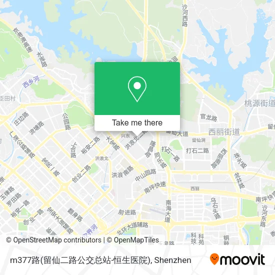 m377路(留仙二路公交总站-恒生医院) map