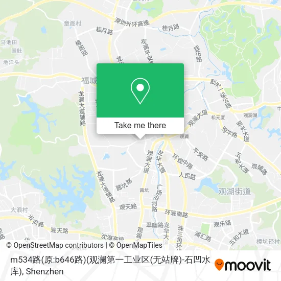 m534路(原:b646路)(观澜第一工业区(无站牌)-石凹水库) map