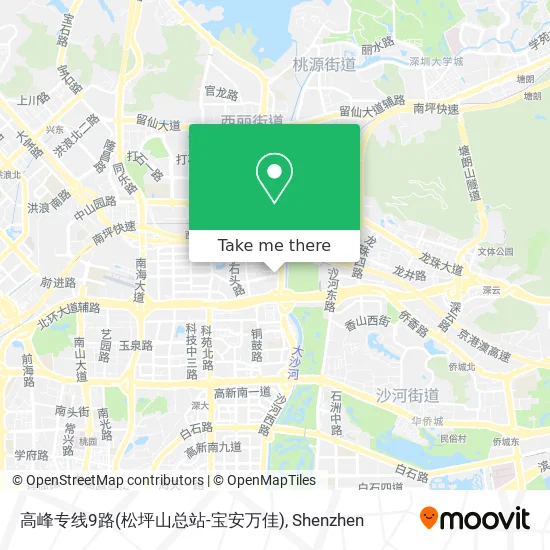 高峰专线9路(松坪山总站-宝安万佳) map