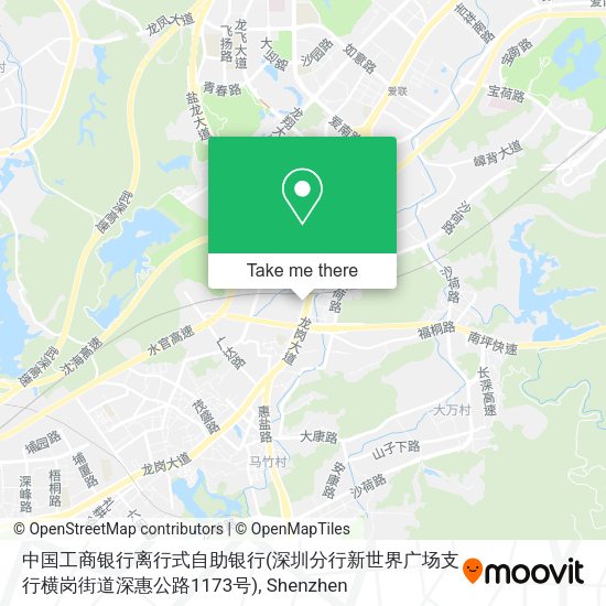 中国工商银行离行式自助银行(深圳分行新世界广场支行横岗街道深惠公路1173号) map