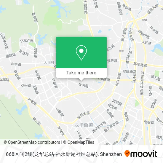 868区间2线(龙华总站-福永塘尾社区总站) map