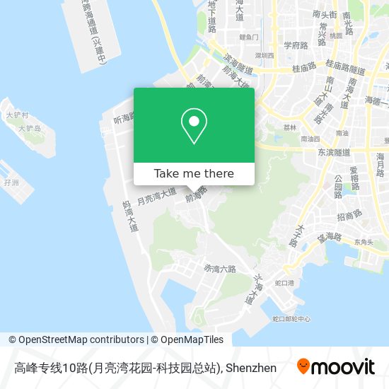 高峰专线10路(月亮湾花园-科技园总站) map