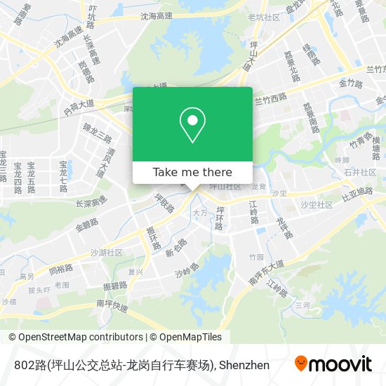 802路(坪山公交总站-龙岗自行车赛场) map