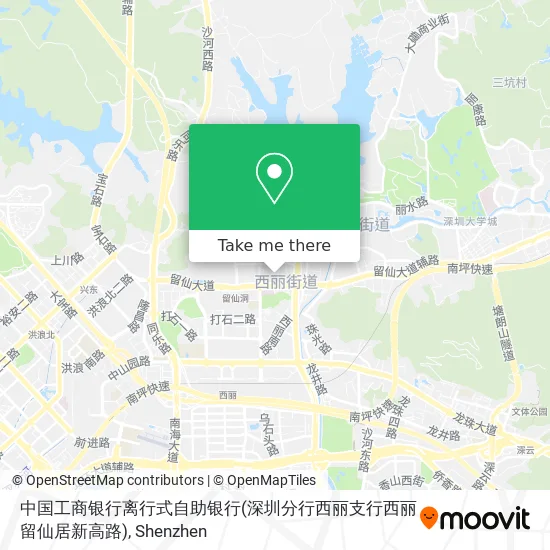 中国工商银行离行式自助银行(深圳分行西丽支行西丽留仙居新高路) map