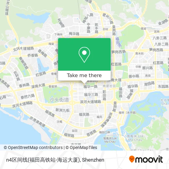 n4区间线(福田高铁站-海运大厦) map