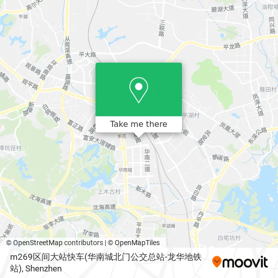 m269区间大站快车(华南城北门公交总站-龙华地铁站) map