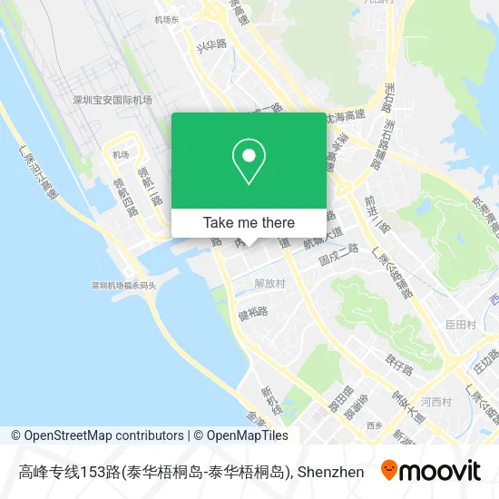 高峰专线153路(泰华梧桐岛-泰华梧桐岛) map