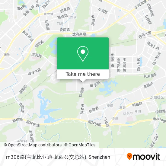 m306路(宝龙比亚迪-龙西公交总站) map