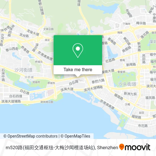 m520路(福田交通枢纽-大梅沙闻檀道场站) map