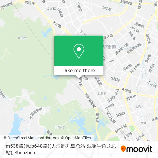 m538路(原:b648路)(大浪部九窝总站-观澜牛角龙总站) map