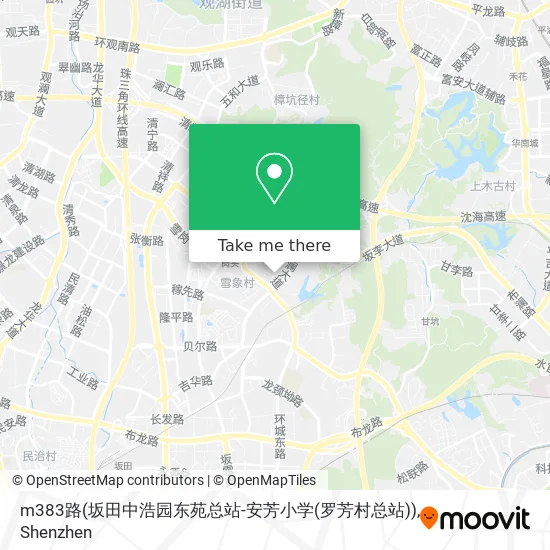 m383路(坂田中浩园东苑总站-安芳小学(罗芳村总站)) map