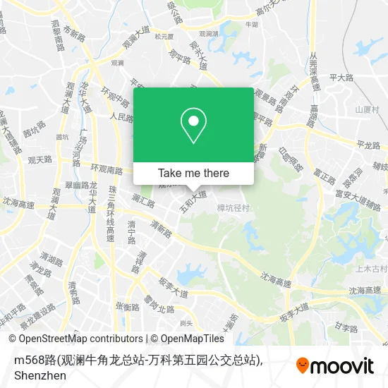 m568路(观澜牛角龙总站-万科第五园公交总站) map