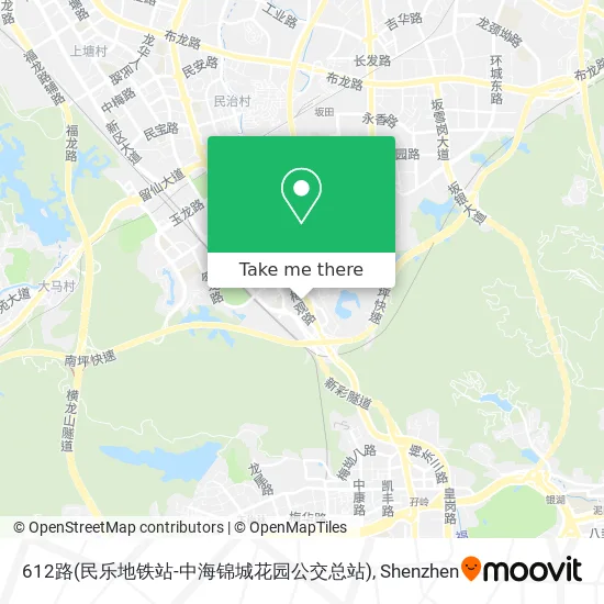 612路(民乐地铁站-中海锦城花园公交总站) map