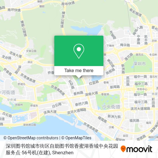 深圳图书馆城市街区自助图书馆香蜜湖香域中央花园服务点·56号机(在建) map