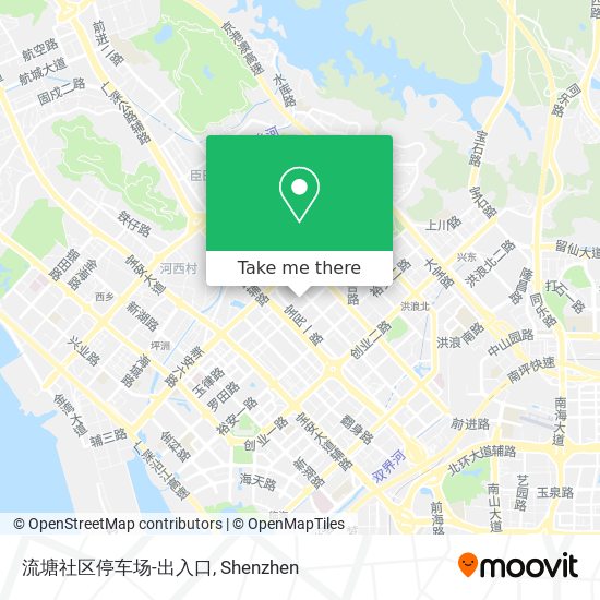 流塘社区停车场-出入口 map