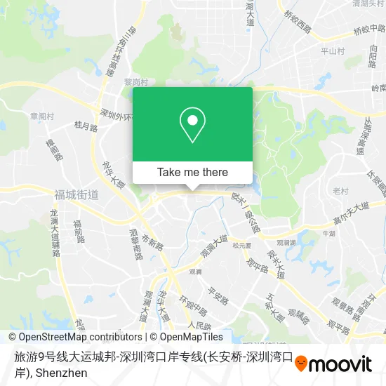 旅游9号线大运城邦-深圳湾口岸专线(长安桥-深圳湾口岸) map