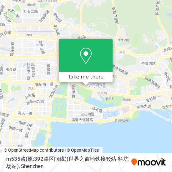 m535路(原:392路区间线)(世界之窗地铁接驳站-料坑场站) map