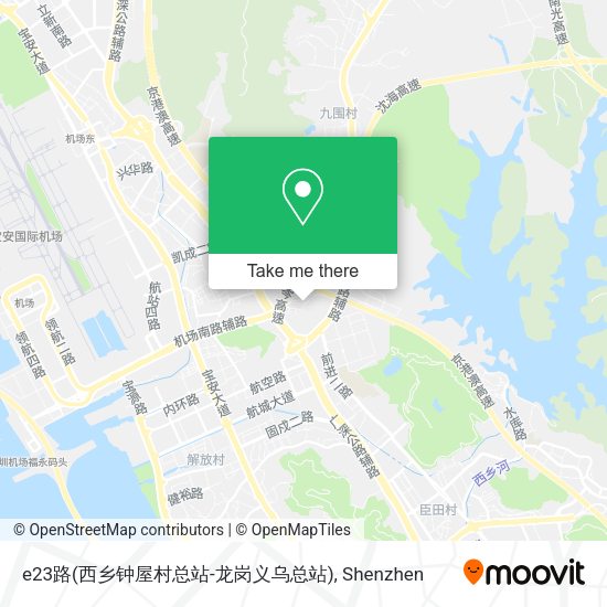 e23路(西乡钟屋村总站-龙岗义乌总站) map