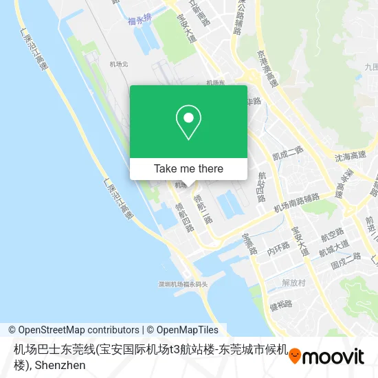 机场巴士东莞线(宝安国际机场t3航站楼-东莞城市候机楼) map