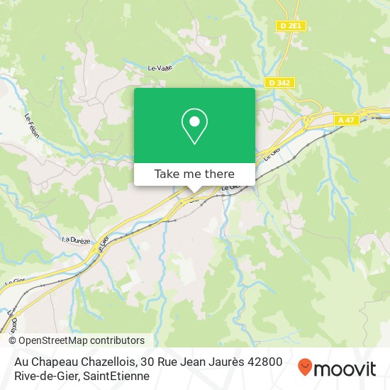 Mapa Au Chapeau Chazellois, 30 Rue Jean Jaurès 42800 Rive-de-Gier