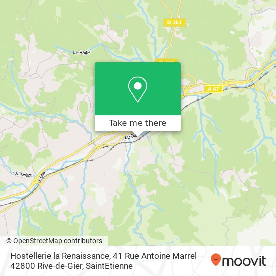 Mapa Hostellerie la Renaissance, 41 Rue Antoine Marrel 42800 Rive-de-Gier