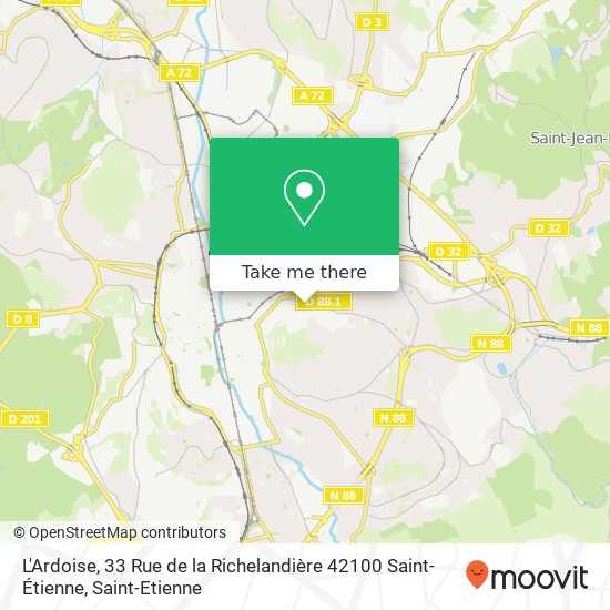 Mapa L'Ardoise, 33 Rue de la Richelandière 42100 Saint-Étienne