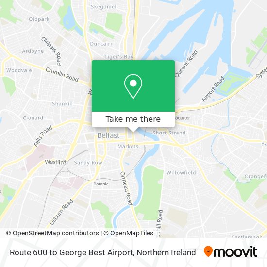 Route 600  to George Best Airport map