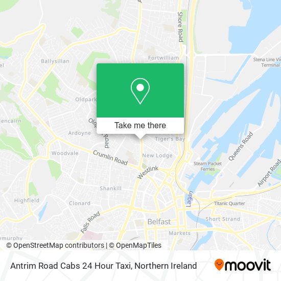 Antrim Road Cabs 24 Hour Taxi map