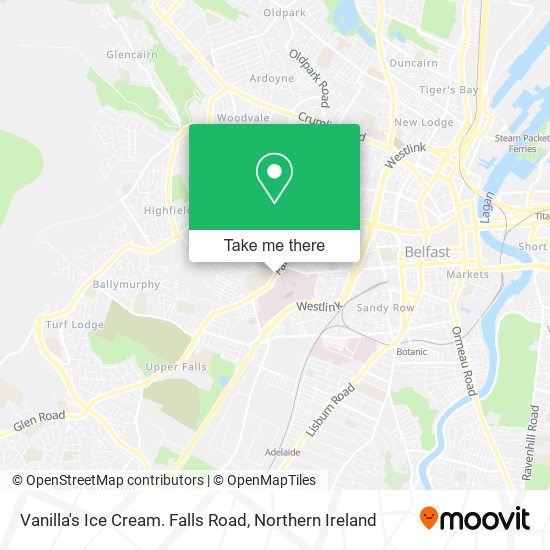 Vanilla's Ice Cream. Falls Road map