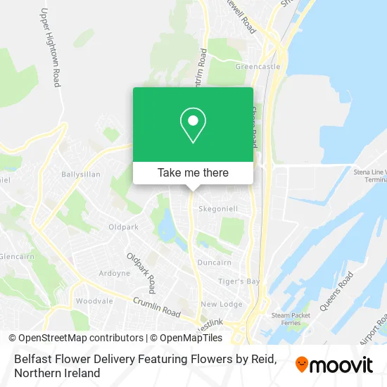 Belfast Flower Delivery Featuring Flowers by Reid map