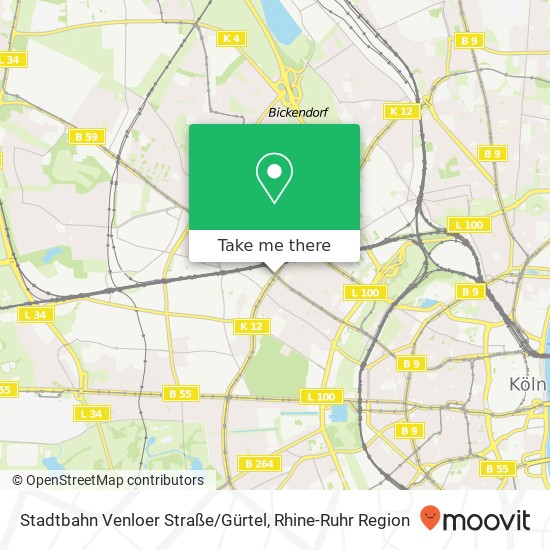 Stadtbahn Venloer Straße / Gürtel map