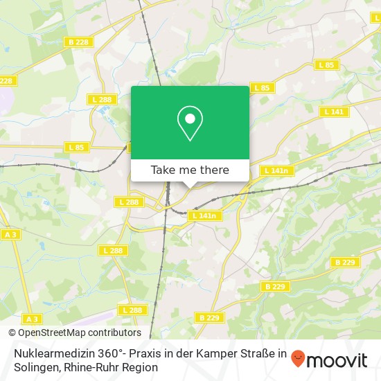 Карта Nuklearmedizin 360°- Praxis in der Kamper Straße in Solingen