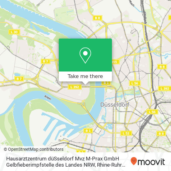 Hausarztzentrum düSseldorf Mvz M-Prax GmbH Gelbfieberimpfstelle des Landes NRW map
