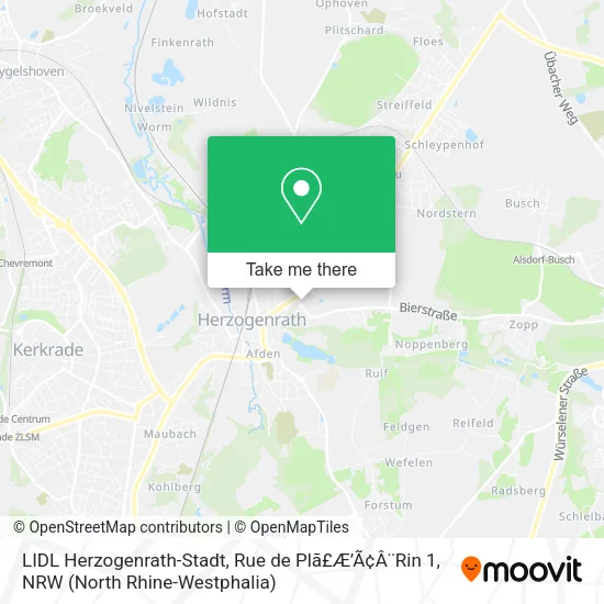 Карта LIDL Herzogenrath-Stadt, Rue de Plã£Æ’Ã¢Â¨Rin 1