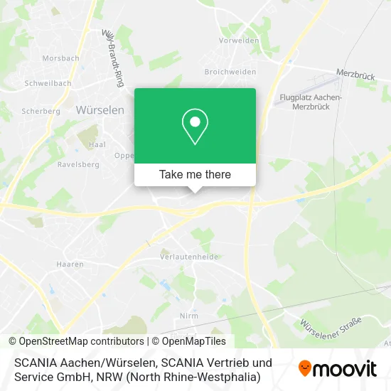 Карта SCANIA Aachen / Würselen, SCANIA Vertrieb und Service GmbH