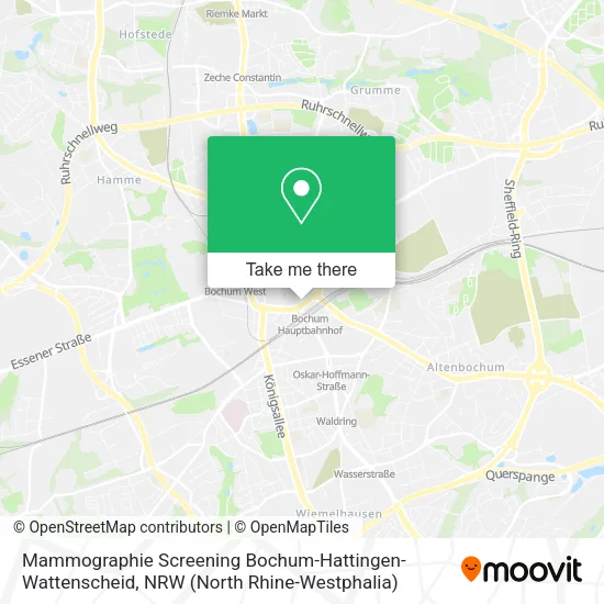 Mammographie Screening Bochum-Hattingen-Wattenscheid map