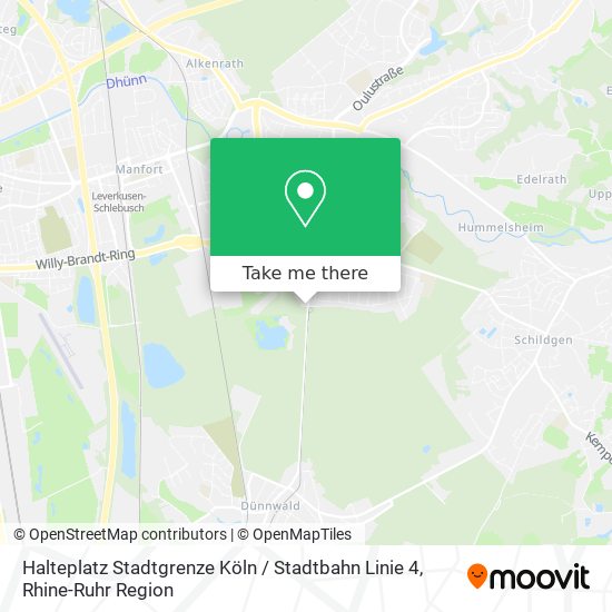 Halteplatz Stadtgrenze Köln / Stadtbahn Linie 4 map