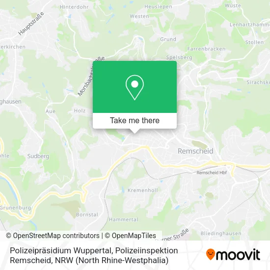 Карта Polizeipräsidium Wuppertal, Polizeiinspektion Remscheid