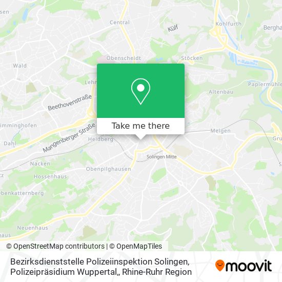 Bezirksdienststelle Polizeiinspektion Solingen, Polizeipräsidium Wuppertal, map