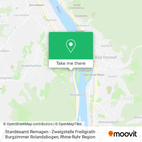 Карта Standesamt Remagen - Zweigstelle Freiligrath-Burgzimmer Rolandsbogen