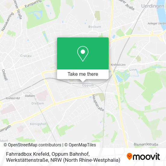 Карта Fahrradbox Krefeld, Oppum Bahnhof, Werkstättenstraße