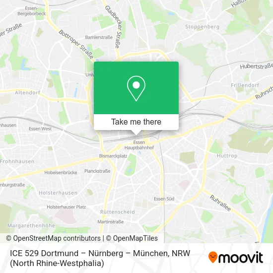 ICE 529 Dortmund – Nürnberg – München map