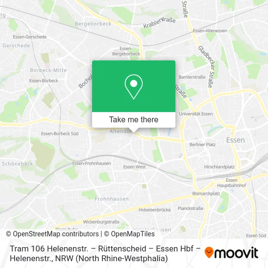 Tram 106 Helenenstr. – Rüttenscheid – Essen Hbf – Helenenstr. map