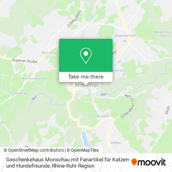 Geschenkehaus Monschau mit Fanartikel für Katzen- und Hundefreunde map