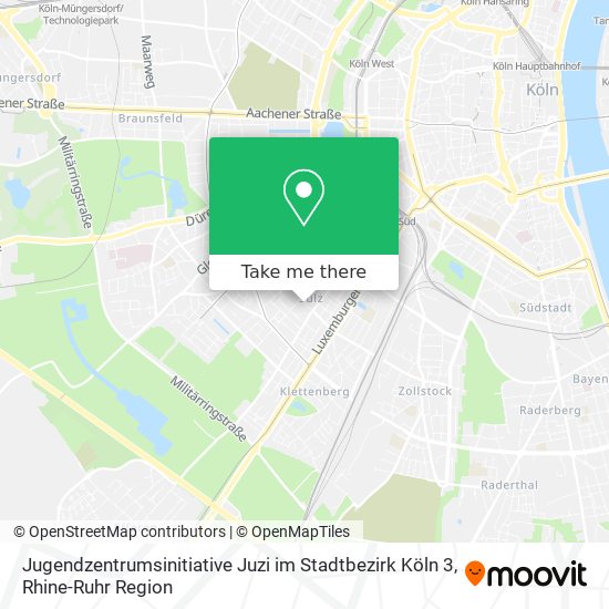 Jugendzentrumsinitiative Juzi im Stadtbezirk Köln 3 map