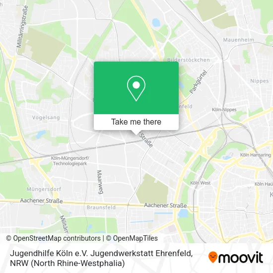 Карта Jugendhilfe Köln e.V. Jugendwerkstatt Ehrenfeld