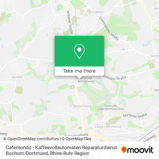 Карта Cafemondo - Kaffeevollautomaten Reparaturdienst Bochum / Dortmund