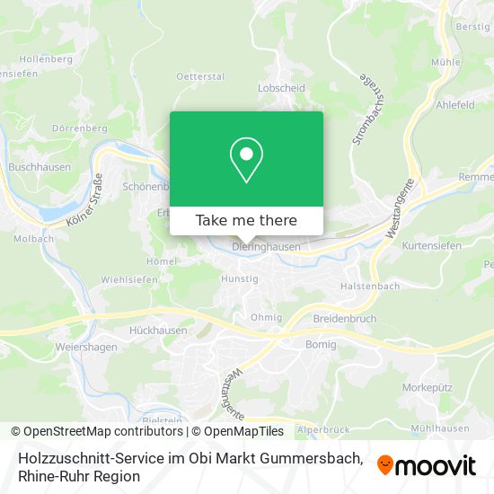 Holzzuschnitt-Service im Obi Markt Gummersbach map