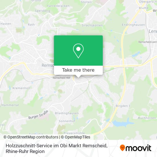 Holzzuschnitt-Service im Obi Markt Remscheid map