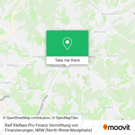 Карта Ralf Klefken Pro Finanz Vermittlung von Finanzierungen